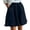 Navy, variant on Costeam Womens Linen Bermuda Shorts Ruffle Fringe Hem Full Elastic Pull On Waist with Side Pockets Loose Straight Knee Length Lightweight Soft Breathable Relaxed Fit Casual Cropped Bottoms