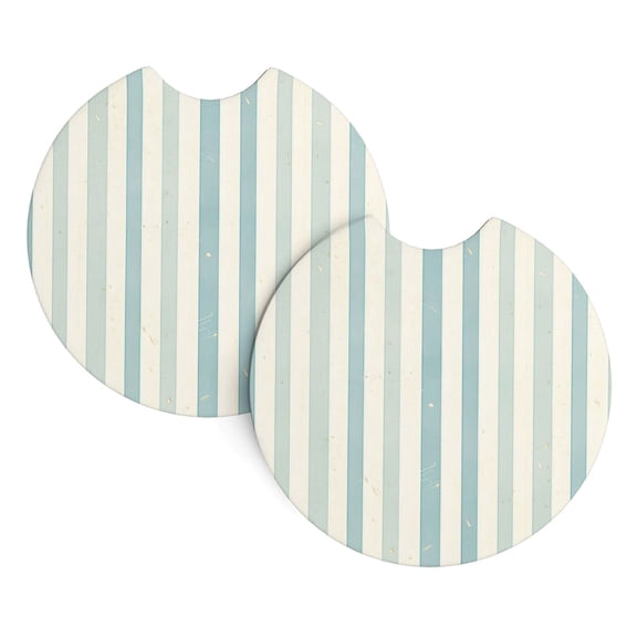 2 Package Car Coasters Drink Absorbable Rubber Base Cup Holder Coasters Non-Slip Coasters Bar Coasters Car Interior Accessories 2.7 Inches Palegreen Stripe Hand-Drawn Sketch_3