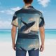 thumbnail image 4 of Balery Dancing Whale Camisas hawaianas de manga corta para hombre, camisas playeras de corte holgado, camisas de vacaciones con botones,XX-Large, 4 of 7