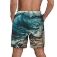 thumbnail image 4 of Uemuo Blue Ocean Waves Pattern Mens Swim Trunks Quick Dry Board Shorts with Mesh Lining, Stretch Beach Shorts Quick Dry No-Chafing Board Shorts-Small, 4 of 9