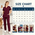 thumbnail image 3 of Scrub Sets for Woman Solid Color V-Neck Short Sleeve Long Pants Nurse Uniform with Pock Wine L, 3 of 7