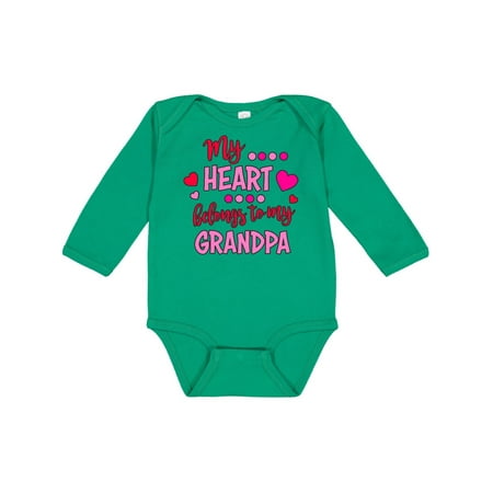 

Inktastic My Heart Belongs to my Grandpa Gift Baby Boy or Baby Girl Long Sleeve Bodysuit