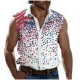 thumbnail image 3 of BiZtdJrK Mens Summer Sleeveless Tank Tops Casual Button Down Turndown Collar Hawaiian Shirts Fashion American Flag Print Vest with Pockets White XXXL Ofertas en Walmart, 3 of 6