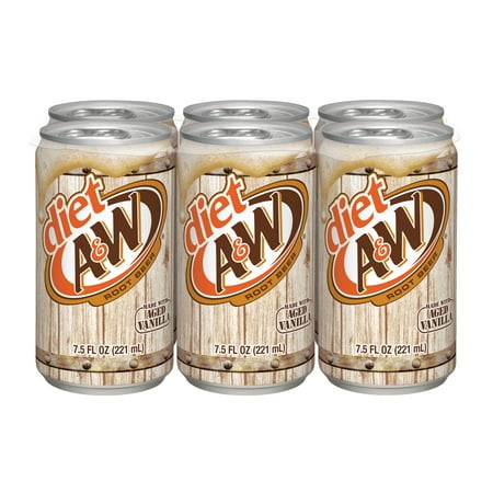 Beer Diet - Diet A&W Caffeine-Free Root Beer, 7.5 Fl. Oz., 6 Count