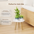 thumbnail image 5 of Bamworld Indoor Plant Stand Wood Modern Small Round Side Plant Table for Indoor Plants, 8.7" Tall Plant Holder for Flower Pots End Table (White), 5 of 7