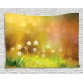 thumbnail image 1 of Watercolor Flower Home Decor Tapestry, Dandelion Wild Nature Pastel Grass Spring Floral Art Theme, Wall Hanging for Bedroom Living Room Dorm Decor, 80W X 60L Inches, Yellow Green, by Ambesonne, 1 of 2