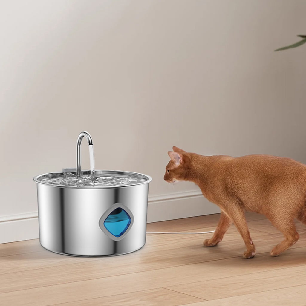 Zeiwohndc 3.2L Pet Water Dispenser Stainless Steel Automatic USB Water Fountain For Dog