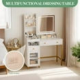 thumbnail image 6 of 2025 New Vanity Desk with Mirror and Lights in 3 Modes, Makeup Vanity Table with 2 Drawers, 1 Cabinet, Power Outlet and Open Storage Compartments for Bedroom & Dressing Room, 6 of 6