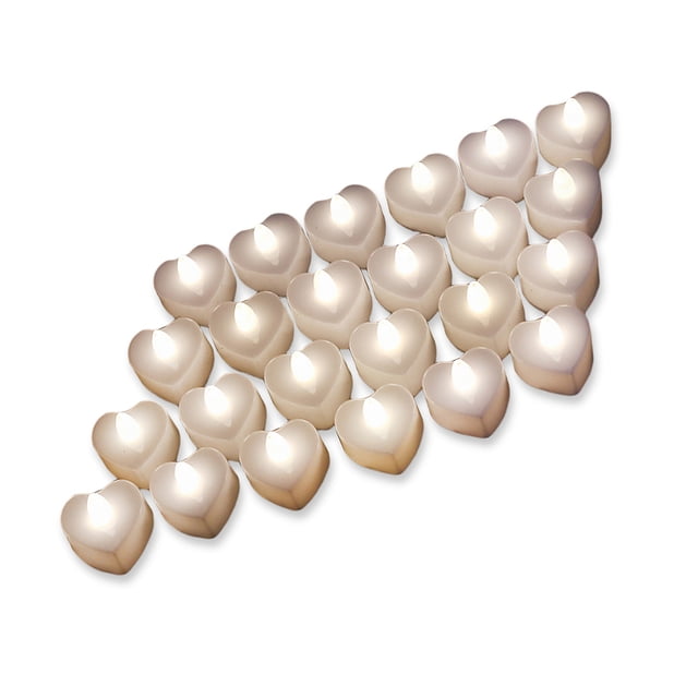 Advancent 24 piezas velas de té falsas velas de té LED decoración en forma de corazón adorno de escritorio adornos de iluminación para diseño de Iluminación navideña Tipo 1 Advancent HA059756-01B