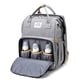 thumbnail image 4 of Bolsa de pañales para bebé, gran capacidad, portátil, multifuncional, transpirable, plegable, mochila para pañales, color gris, 4 of 5