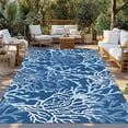 thumbnail image 3 of Fsddascl Navy Blue Coral Coastal Outdoor Rug for Patio/Deck/Porch, Non-Slip Large Area Rug 4 x 6 Ft, Ocean Nautical Seaside Beach Indoor Outdoor Rugs Washable Area Rugs, Camping Rug Carpet, 3 of 5