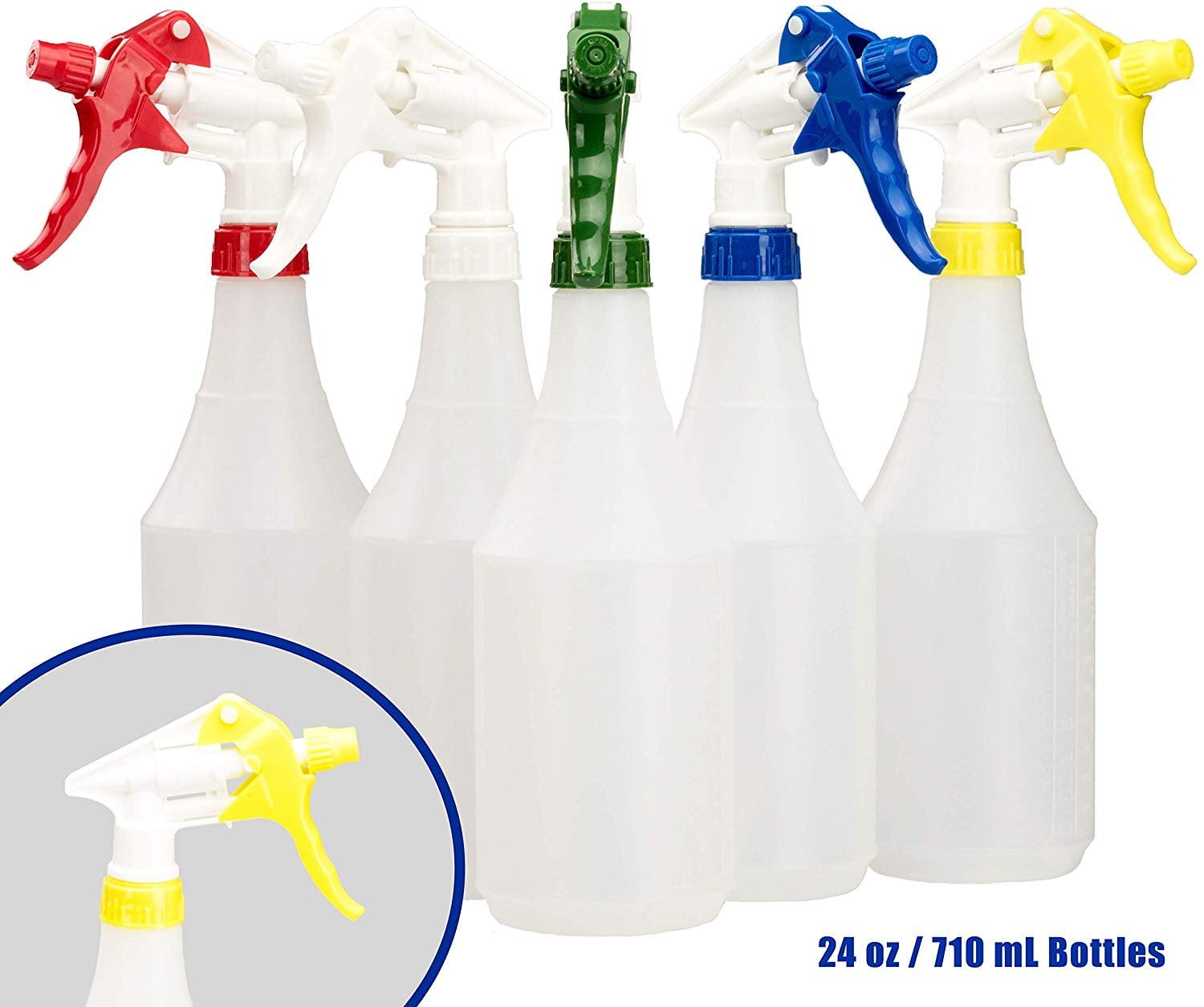 Commercial-Grade Chemical Resistant 24 oz Bottles 12 Pack By Mop Mob Janitorial Cleaning Supply or Lawn Care Pair With Industrial Spray Heads For Auto/Car Detailing Embossed Scale For Measuring 