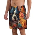 thumbnail image 2 of KLL Cute Colorful Flower French Bulldog Men's Casual Summer Beach Shorts Hawaiian Shorts with Pockets-Medium, 2 of 5