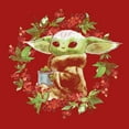 thumbnail image 2 of Junior's Star Wars: The Mandalorian Christmas The Child Wreath  Graphic Tee Red Large, 2 of 3