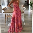thumbnail image 1 of Fankiway Mode Femmes Été Casual Imprimer V-Cou Camis Sans Manches Veste Longue Robe Femmes Plage Sundresses Grande Taille Femmes Robes, 1 of 6