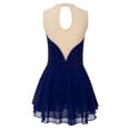 thumbnail image 2 of YUUMIN Kids Girls Mesh Splice Figure Ice Skating Dress Sleeveless Gymnastic Leotard Skirt Sequins Camisole Navy Blue 14, 2 of 7