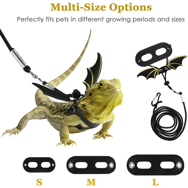  3 Packs Bearded Dragon Harness and Leash Adjustable(S,M,L) -  Soft Leather Reptile Lizard Leash for Amphibians and Other Small Pet  Animals : Pet Supplies