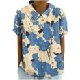 thumbnail image 2 of Summer Tops Viikei Womens Tops Short Sleeve Pullover,Womens Plus Size Tops Clearance,Women's Ladies Fashion Casual Cropped Short Sleeve Printing Loose Shirt Blouse Top Blue XXXXL, 2 of 5