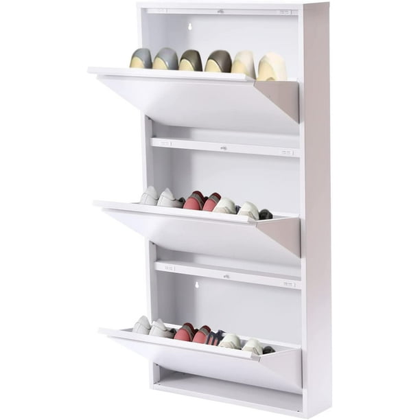 Miumaeov 3 Tier Shoe for Entryway Modern Shoe Storage