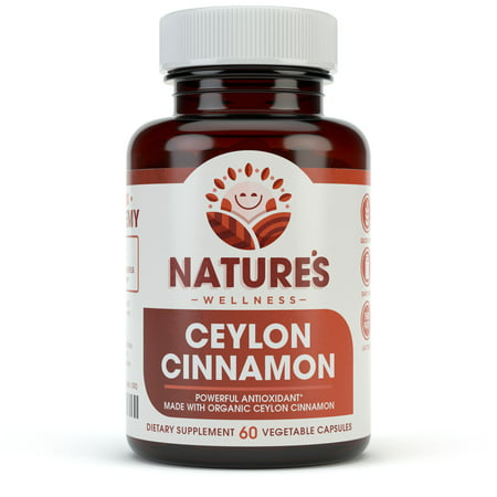 Organic Ceylon Cinnamon - 1200 mg | Balances Blood Sugar Levels | Powerful Antioxidant Promotes Heart Health | Maintains Joint Health and Mobility | Non-GMO | 60 Veg