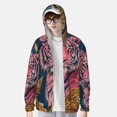 thumbnail image 2 of Daiia Pink Tiger Gold Leaves UPF 50+ Sun Protection Hoodie Jacket Lightweight Long Sleeve Sun Shirt for Women Men with Pocket Hiking Outdoor-3X-Large, 2 of 7