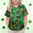 thumbnail image 5 of LEKWK Boys St. Patrick's Day Shirt 3D Metallic Shamrock Graphic Short Sleeve Button Down Top Novelty Irish Party Wear, 5 of 9