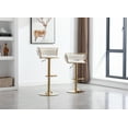 thumbnail image 3 of Guyou Modern Swivel Bar Stools Set of 2, Velvet Adjustable Counter Height Barstools with Woven Curved Back and Golden Base, Kitchen Island Bar Chairs for Pub Kitchen Island Restaurant, White, 3 of 9
