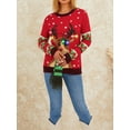 thumbnail image 5 of Women Christmas Knitted Sweater with Funny LED Light Up Round Neck Pullover, 5 of 9