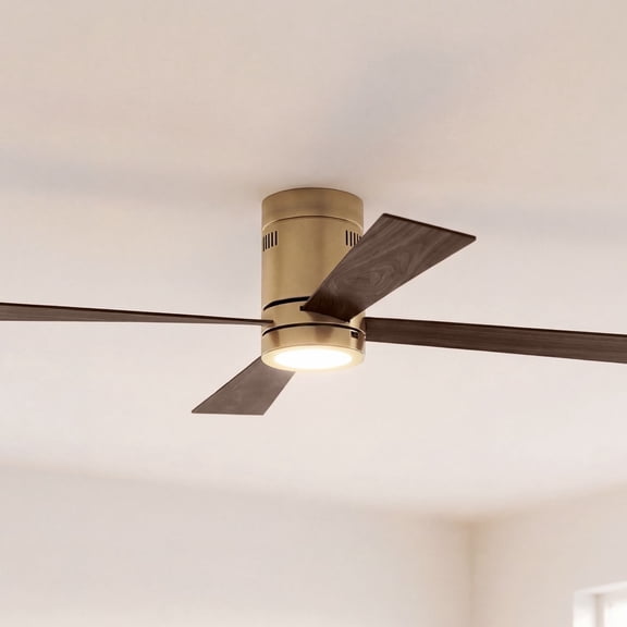 52" Casa Vieja Revue Modern Indoor Hugger Ceiling Fan with LED Light Remote Control Bronze Soft Brass Walnut Opal Glass for Living Room Kitchen House