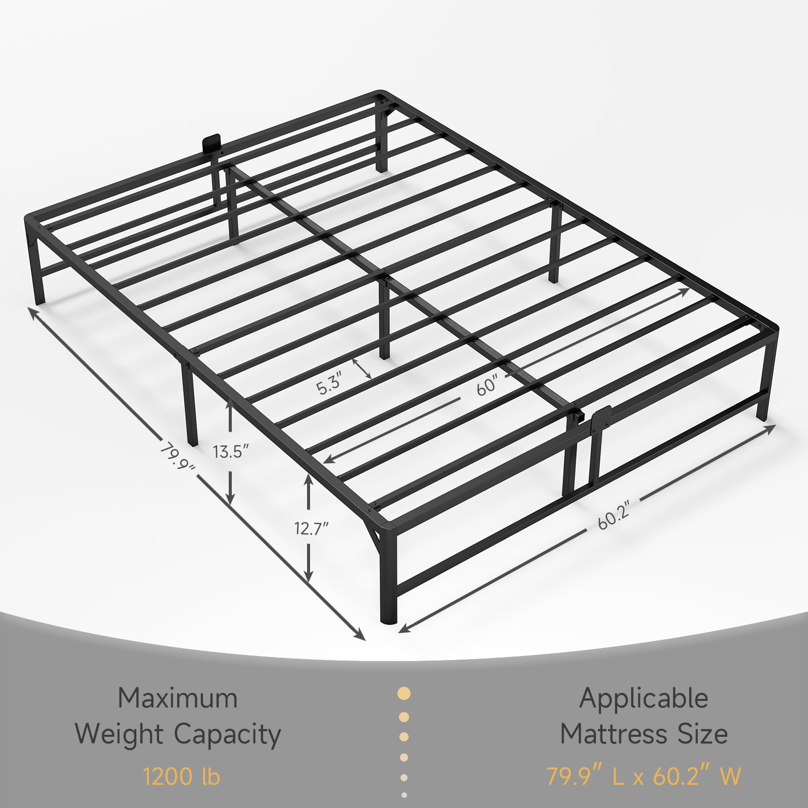 Z-HOM 14“ Queen Bed Frame, Heavy Duty Metal Platform Bed Frame with Under Bed Storage Space, Black