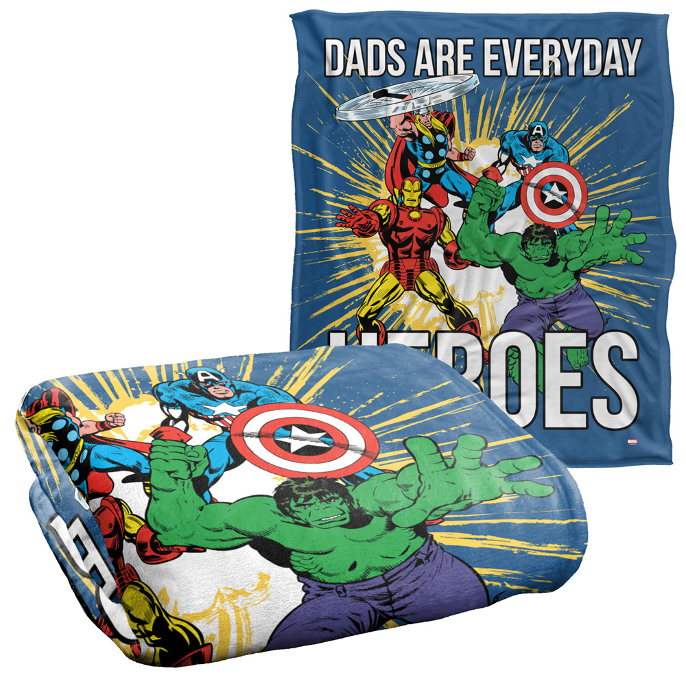 Marvel Blanket, 50"x60" Dads are Everyday Heroes Silky Touch Super Soft
