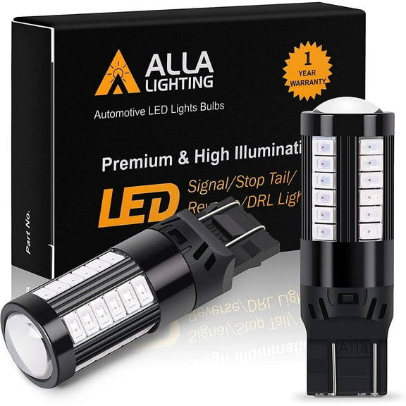 Alla Lighting 2800lm T20 Wedge 7444 7443 LED Bulbs LED Brake Lights Tail Lamps for 2013-2022 Nissan Altima 7444LL 7443LL  Dual Filament 12V 5W Xtreme Super Bright 5730 33-SMD (Pure Red)