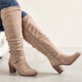 thumbnail image 2 of Love Steetly Women's Extra Wide Calf Knee High Boots, Slouchy Ruched Faux Leather, Double Buckle Accents, Chunky Block Heel Side Zipper Boots., 2 of 6