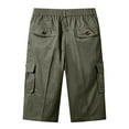 thumbnail image 4 of USNSM (M-6XL) Big and Tall Cargo Shorts for Men Straight Leg Zip Up Capri Cargo Pants Elastic Waist Casual Summer 3/4 Shorts Fashion Trouser Green* XXXXL, 4 of 7