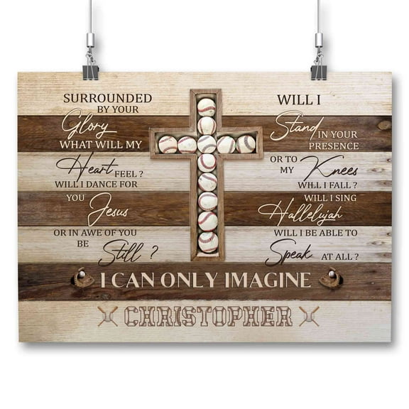 Lazaofficial Personalized Name Canvas, Baseball Decor, Christian Canvas Wall Art