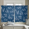 thumbnail image 4 of Sheer Curtains 45 inches Long, Blue Transparent Gradient Leaf Watercolor Light Filtering Sheer Window Curtains Rod Pocket Voile Drapes for Bedroom Living Room, 52"W x 45"L 2 Panels, 4 of 7