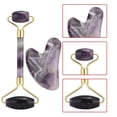 thumbnail image 4 of Rodillo para masaje facial de doble cabezal, tabla de raspado corporal para aliviar el dolor antiarrugas, color morado, 4 of 11