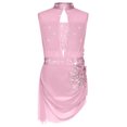 thumbnail image 3 of inlzdz Kids Girls Lyrical Dance Dress Sleeveless Backless Mesh Asymmetrical Ballet Dancewear Pink 10, 3 of 6