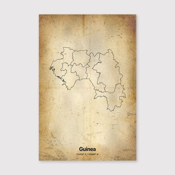 Guinea Print, Guinean Gift, Minimalistic Country Map Poster, GN Line Art, Minimalist printfor Living Room Bedroom Office Farmhouse Neutral Home Artwork Ready to Hang 8x12 inch