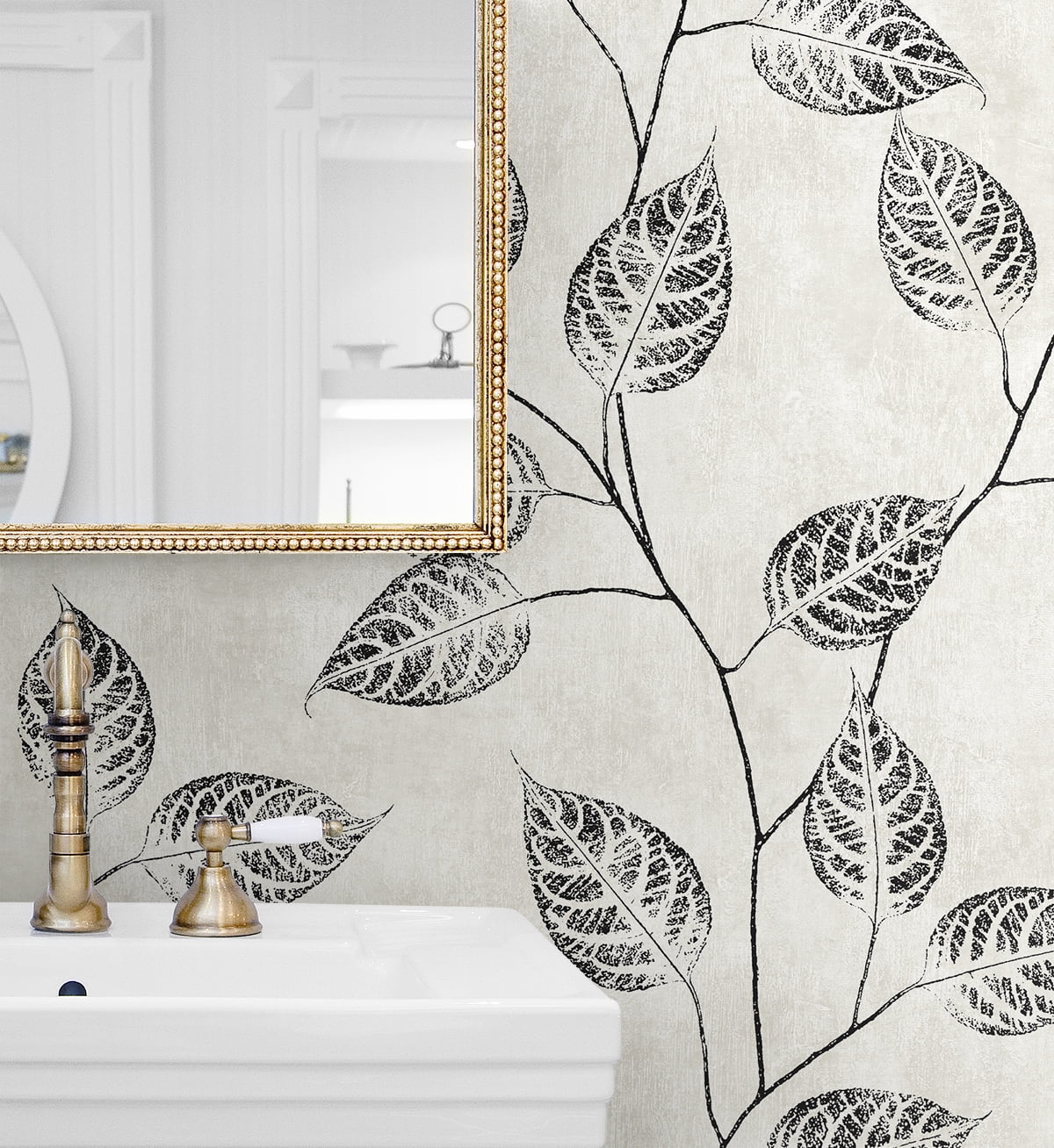 NextWall Contrast Leaf Silhouette Peel and Stick Wallpaper - 20.9 in. W x 18 ft. L Roll