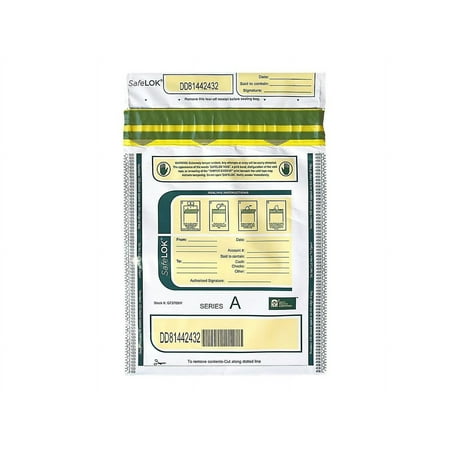 ControlTek CNK585089 SafeLOK Tamper-Evident Deposit Bags 100 / Pack White