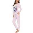 thumbnail image 2 of FOR U DESIGNS Flower Dolphins Pajamas for Women Set Long Pants with Pockets Set of 2 Size L Sleepwear Long Sleeve Crew Neck Tops for Women Nightwear Loungewear, 2 of 6