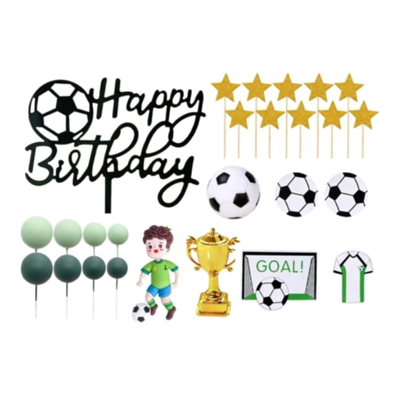 Rivenza 26x Soccer Cake Toppers Football Cake Decoration Cute Little Ball Cupcake Topper