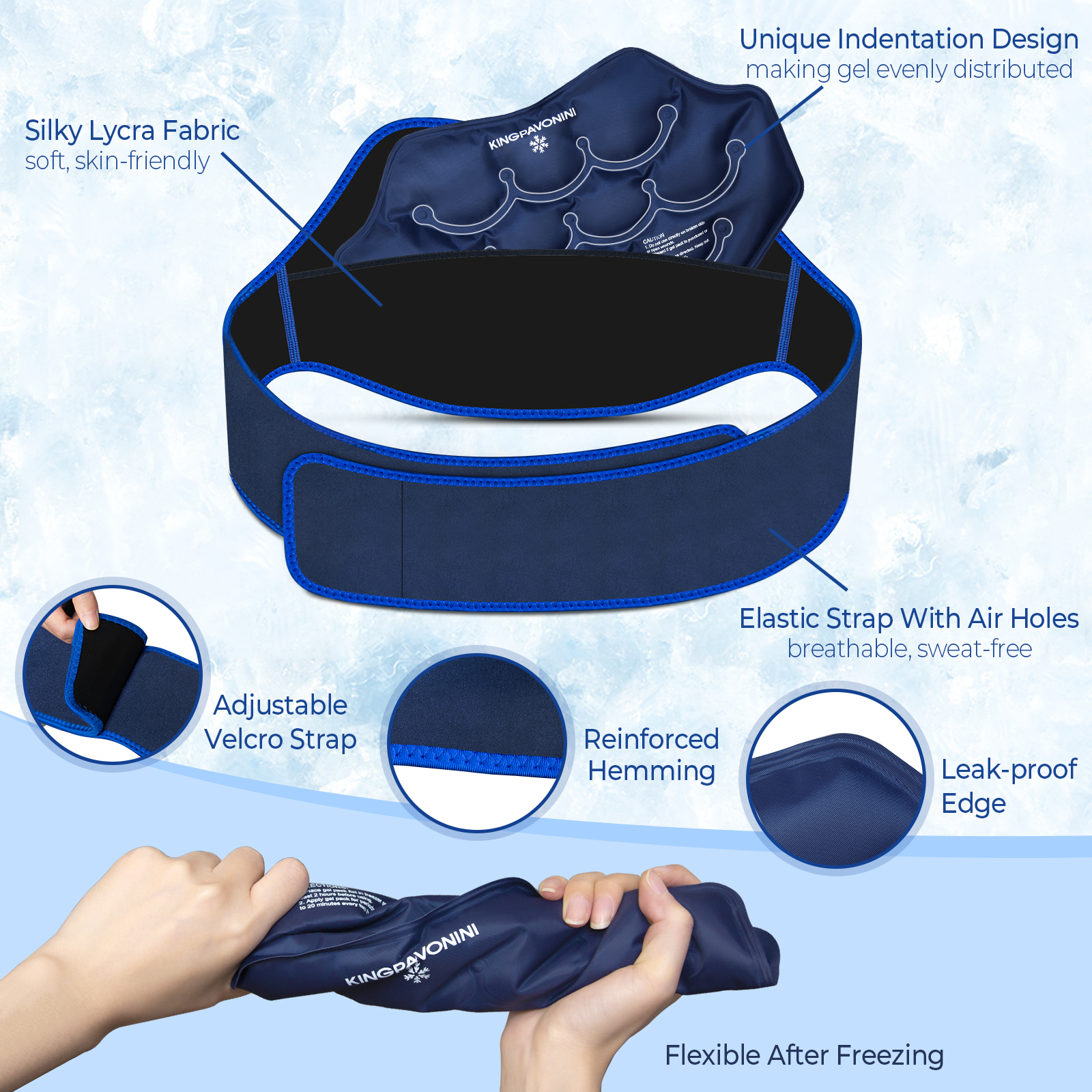 KingPavonini Extra Large Reusable Back Ice Pack with Straps photo 2