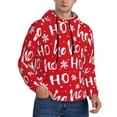thumbnail image 2 of Pofeuu Hohoho Print Mens Casual Hooded Collar Drawstring Hoodies Pullover Sweatshirts Casual Long Sleeve Shirts-Small, 2 of 7