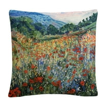 Masters Fine Art 'Field Of Wild Flowers' 16 X 16 Decorative Throw Pillow