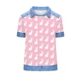 thumbnail image 6 of Mifsaly Waffle-Knit Easter Shirts for Women Floral and Cute Animal Printed T-Shirts Collared Short Sleeve Casual Tops Happy Festival Basic Tee XL, 6 of 6