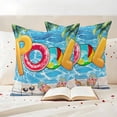 thumbnail image 3 of Blue Summer Pool Outdoor Waterproof Pillow Covers, Watermelon Swimming Ring Slippers Decorative Square Throw Pillowcase Sofa Cushion Sham for Patio/Couch/Chair, 16"x16" 2 Pack, 3 of 8