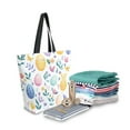 thumbnail image 2 of FORMRS Womens Canvas Tote Bag with Zipper Inner Pocket Shoulder Handbag, Purple Easter Eggs, 2 of 7