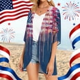 thumbnail image 5 of JULMCOMO American Flag Lightweight Cardigans for Women Red White Blue Half Sleeve Independence Day Kimono Cover Ups Summer Tops Dark Blue L, 5 of 6